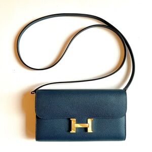 Hermès Constance To Go Shoulder Bag | Bleu Nuit Epsom Leather with Gold Hardware